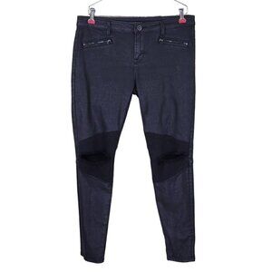 Cult of Individuality Jeans Women Size 31 34X29 Black Skinny Waxed Coated Moto